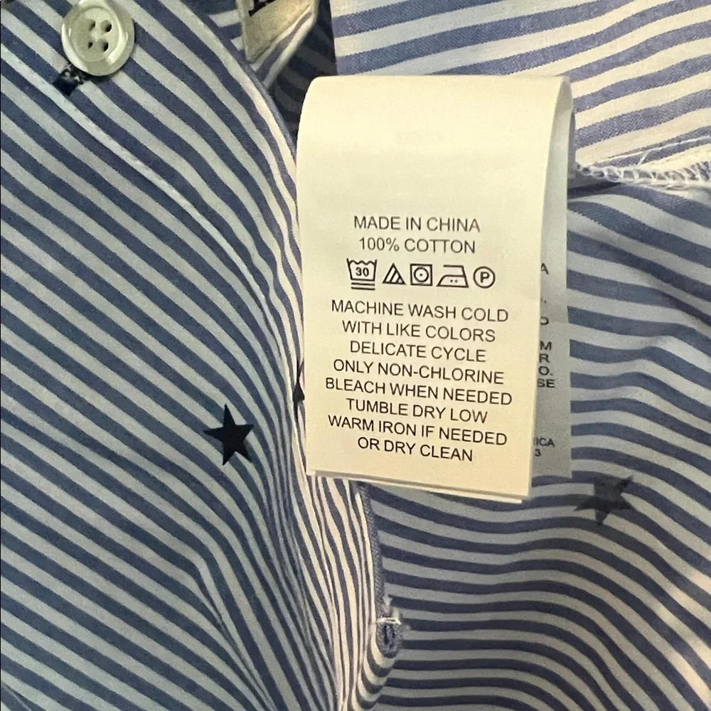 Kate Spade Stars & Stripes Poplin Shirt with Ruffle Collar & Cuffs NWOT - Picture 5 of 10